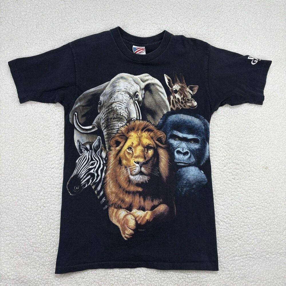 Vintage 1995 Busch Gardens T-Shirt Lion Gorilla Extinction Forever Single Stitch